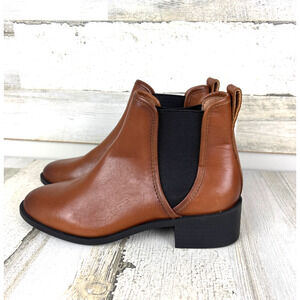 Steve Madden Womens 6.5 Brown Darbie Chelsea Leather Ankle Boots Block Heel NEW